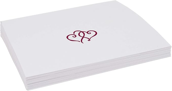 Linked Hearts Place Cards, Burgundy (Choose Color), Set of 60, Pre-cut and Scored - Wedding, Party, Dinner, and Special Events - Made in the USA