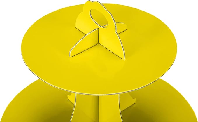 2Pcs 3-Tier Cupcake Stand, Cake Stand holder, Tiered DIY Cupcake Stand Tower for Dessert Table Displays, Birthday Theme Party Favors Decoration, Floral Tea Party, 12" W x 12.8" H, Yellow