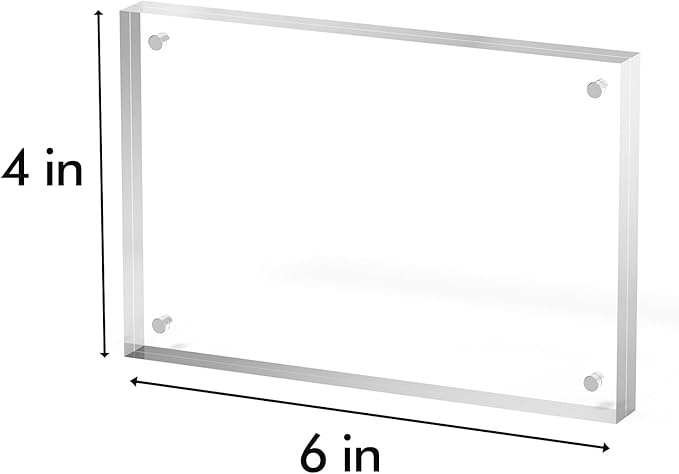 4x6 Acrylic Picture Frame 1 Pack, Clear Freestanding Double Sided Frameless Magnetic Photo Frames, Desktop Display Decor Gift