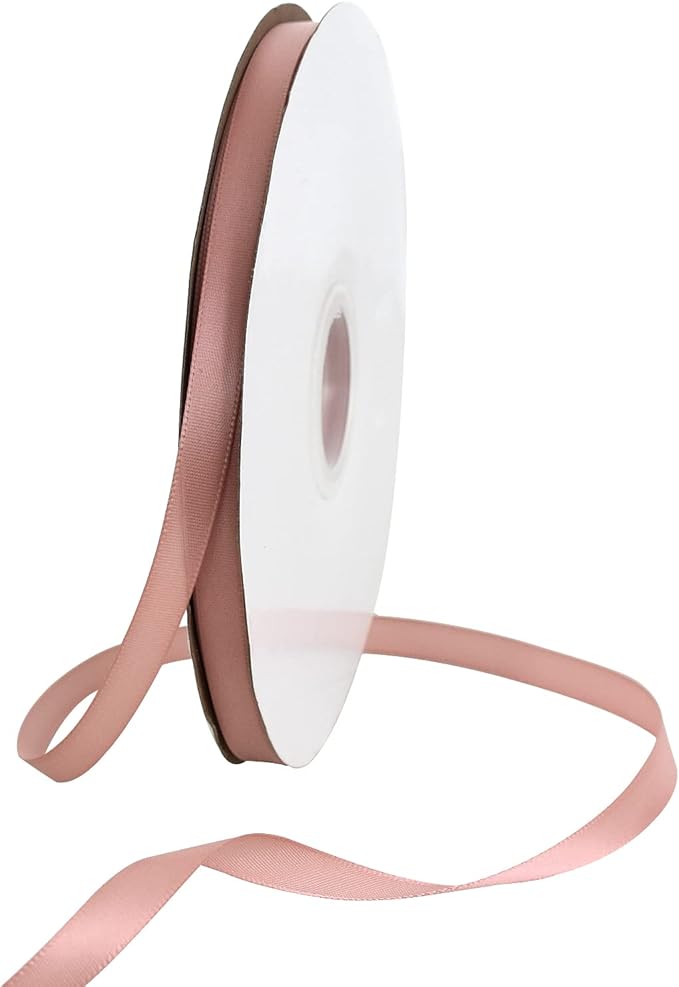 TONIFUL 3/8 in x 100yds Rose Gold Satin Ribbon Thin Solid Fabric Ribbons Roll for Gift Wrapping Invitation Floral Hair Balloons Craft Sewing Party Wedding Popsicles Decoration Valentine's Day Bouquet