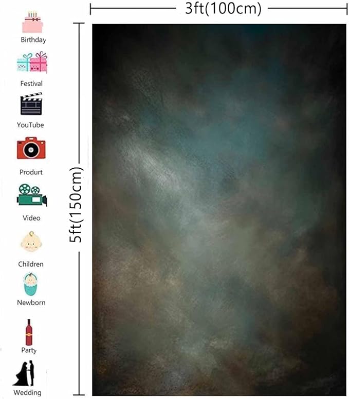 3x5ftAqua Backdrops Portrait Backdrops for Photography Mottled Photo Background