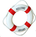 MorroMorn Lifebuoy Wall Hanging Decor - Welcome Aboard Mediterranean Style Home Decoration (Red, 18")