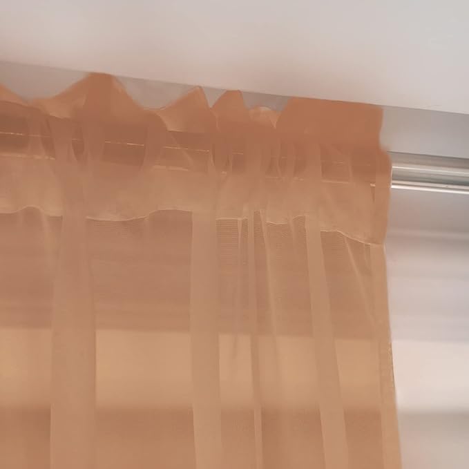 Window Brown Sheer Curtains 48 Inches Width 63 Inches Long 2 Panels Sheer Curtain Clear Curtains Basic Rod Pocket Panel for Home Living Room Bedroom Kids Room Yard Patio Parlor Sliding