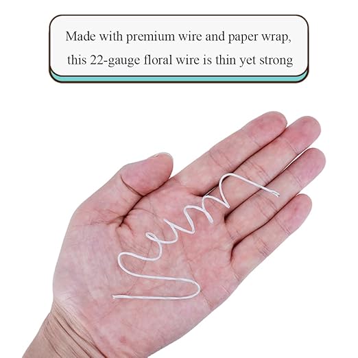 HAHIYO 22Gauge White Paper-Wrapped Metal Floral Wire 14 Inches(36cm), 70 Pack Flexible Paddle Wires Florist Wire Garden Wires for Craft Christmas Wreath Flower Arrangement Bouquet Wrapping Wedding DIY