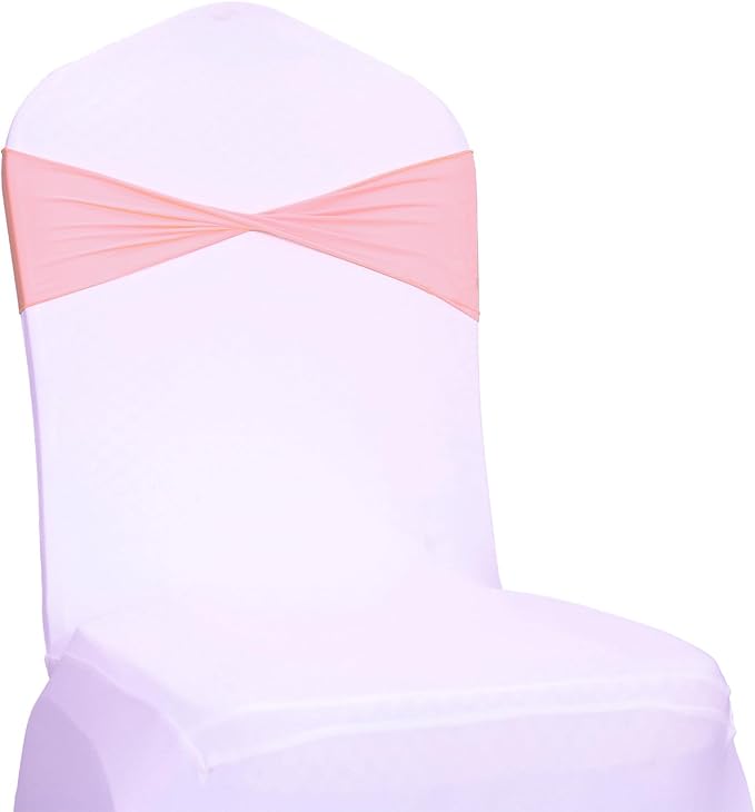 VDS Pack of 150 PCS | Dusty Rose | Spandex Chair Sashes Bows Without Buckle | Stretch Elastic Banquet Universal Folding Chair Band Tie with for Wedding Party Conference Celebration Event Decoration