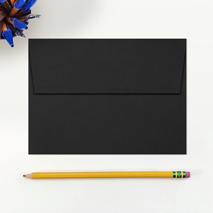 LUXPaper A7 Invitation Envelopes | Peel & Press | 5 1/4" x 7 1/4" | Black Linen | 80lb. Text | 1,000 Qty