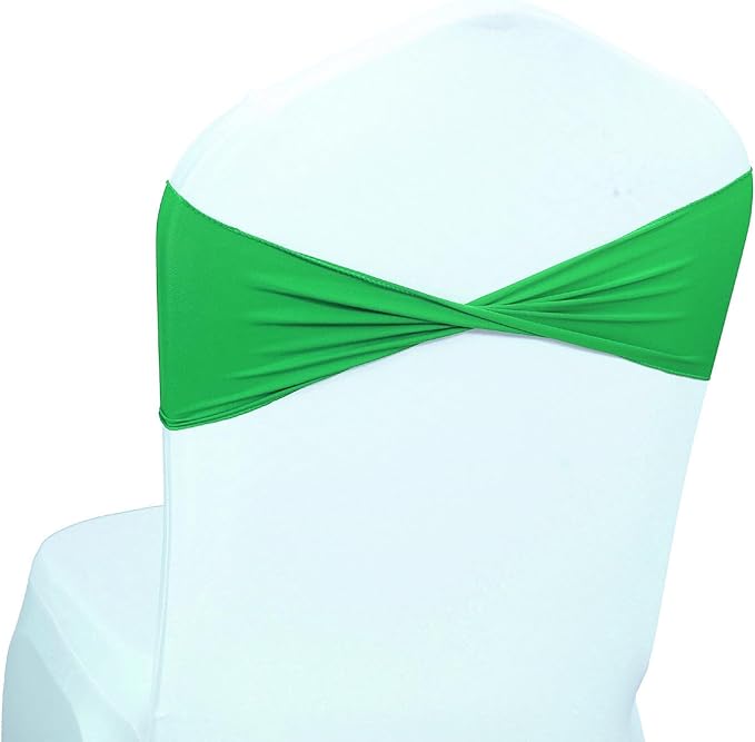 MDS Pack of 200 Spandex Chair Sashes Bows Elastic Stretch Dining Chair Bands Ties Without Slider Buckle Universal fits for Wedding Baby Shower Birthday Party Banquet Event Decoration - Light Green