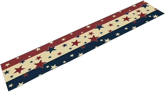 Memorial Day Table Runner, 4th of July American Patriotic Independence Day Stars Stripes Print Table Runne for Summer Holiday USA Home Decoration Party,13x120inch