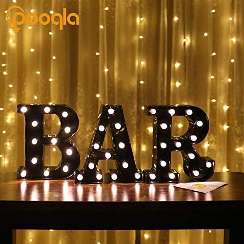 Decorative LED Illuminated Letter Marquee Sign - Alphabet Marquee Letters with Lights For Wedding Birthday Party Christmas Night Light Lamp Home Bar Decoration U, Black