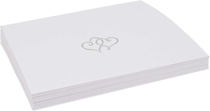 Linked Hearts Place Cards, Silver (Choose Color), Set of 25, Pre-cut and Scored - Wedding, Party, Dinner, and Special Events - Made in the USA