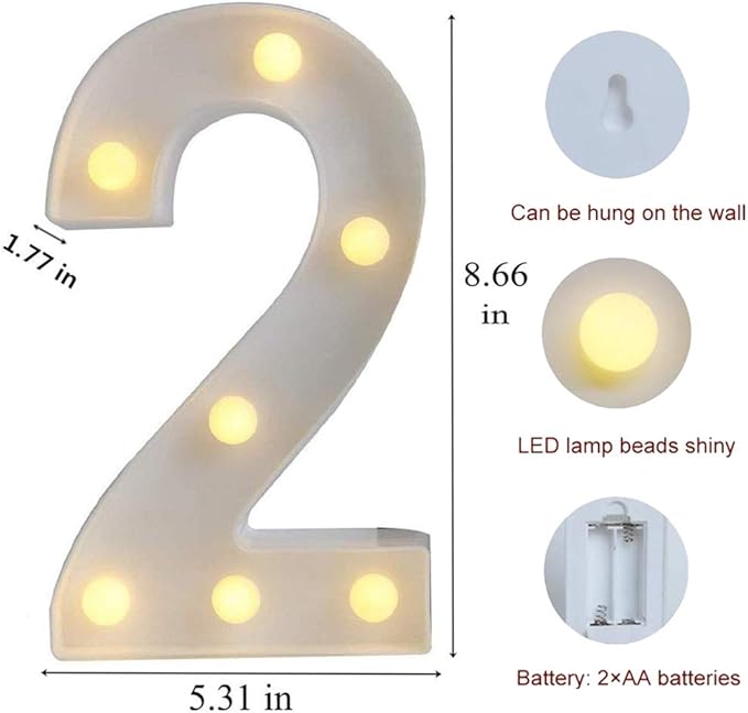 MUMUXI Marquee Light Up Letters | Large Light Up Numbers | Battery Powered and Bright with Every Letter of The Alphabet | for Wedding, Birthday, Party, Celebration, Christmas or Home Decoration (2)
