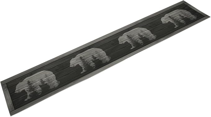 Rustic Country Bear Table Runner, Black Wood Wooden Cabin Wild Animals Hunting Table Cloth for Home Kitchen Dining Table Runner 13x90 Inch