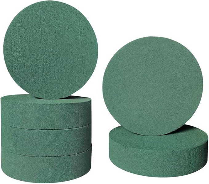 6 Pcs Round Floral Foam Blocks Each (3” X 1.5”) Green Wet & Dry Flower Foam for Fresh & Artificial Flower Arrangements, DIY Crafts, Arts, Weddings, Birthdays and Garden Decorations (Size: 3 Inch)