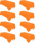 8 Pack Orange Tablecloth 60 x 126 Inch Rectangular Tablecloths for 8 Foot Rectangle Tables, Wrinkle Resistant Orange Table Cloth Washable Polyester Fabric for Buffet Wedding Party Banquet