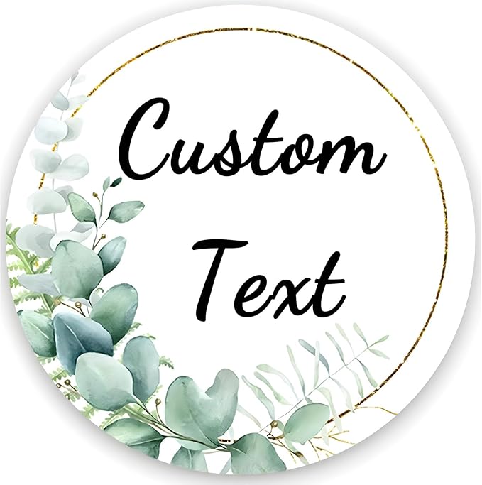 Custom Stickers for Weddings, Birthdays & Businesses - Personalized Labels with Your Logo - Waterproof, Fade and Heat Resistant - Pack of 100-1000 (Wreath C, 3 Inch)