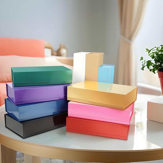 PACKHOME 6 Extra Large Gift Boxes 17.5x11.3x4.3 Inches, Sturdy Shirt Boxes with Magnetic Lids for Clothes and Large Gifts (Glossy Red)