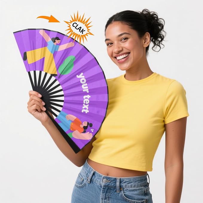 Custom Fans with Your Photo/Text - Personalized Folding Hand Fan for Line Dancing, Weddings, Parties | Decorative Gift for Women, Church Events & Dance Performances (10, 10 Inch)