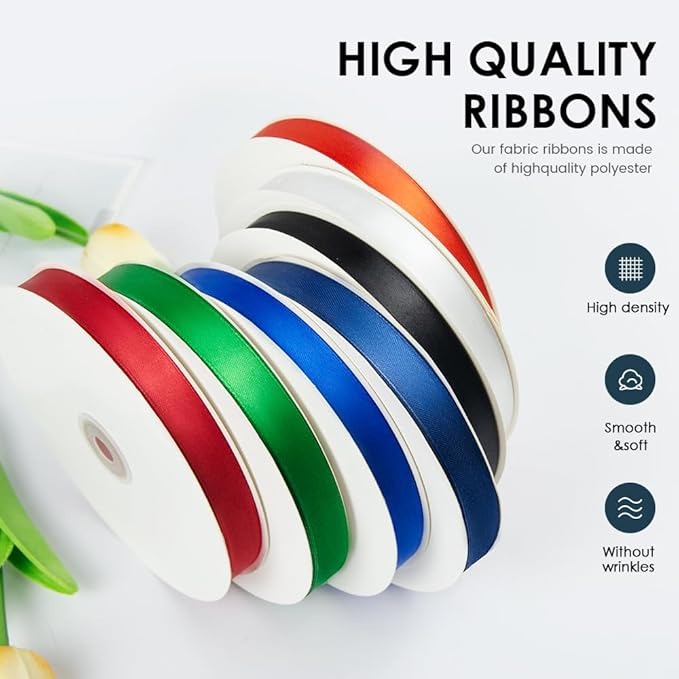 3" Wide x 25 Yards Single Face Polyester Satin Ribbon, Satin Ribbon for Crafts, Gift, Hair Bows, Wedding Party Decoration, Bow Making & Other Projects (Green)