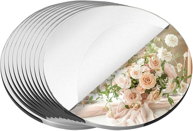 9 Pcs Round Mirror Centerpieces for Tables Decorations, 10" 2mm Thick Acrylic Mirror Centerpieces Tray Candle Plate Centerpiece for Wedding Table Centerpieces Decorations Wall Decor