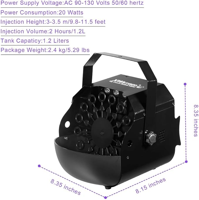 Stage Bubble Machine with Lights, Wireless Remote - Perfect for Weddings, Commercial Performances, Parties, and Carnivals