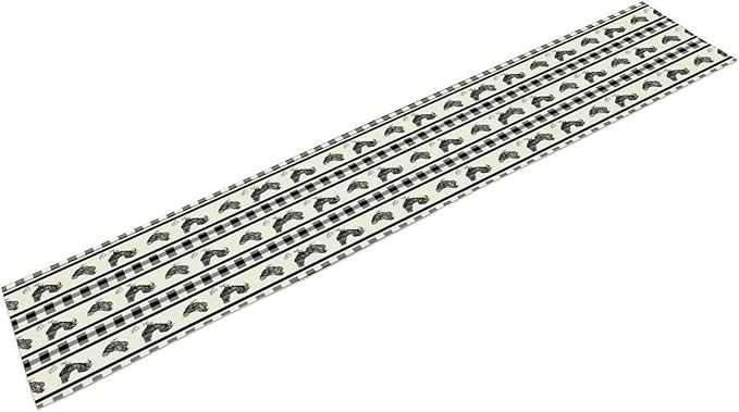 Rooster Table Runner,Farmhouse Animal Vintage Chicken Black White Plaid Check Tablecloth Burlap for Hotel Indoors Outdoor Dining Room Kitchen Home Decor,W13X L108 in