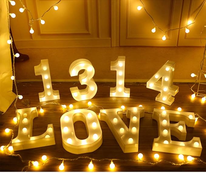 MUMUXI Marquee Light Up Letters | Large Light Up Numbers | Battery Powered and Bright with Every Letter of The Alphabet | for Wedding, Birthday, Party, Celebration, Christmas or Home Decoration (9)