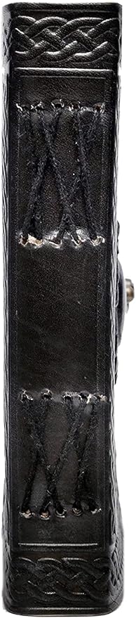 cuero 3 Moon Blue Lapiz Embossed Vintage Leather Journal for Men & Women - 140 Pages, Antique Handmade Deckle Edge Vintage Paper, Leather Journal Writing Notebook Dairy Gift (7 inch by 10 inch, Black)