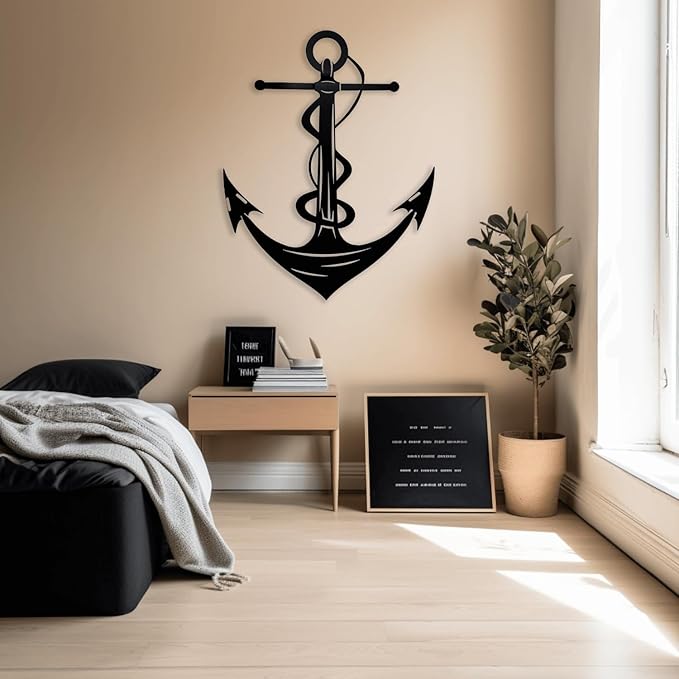 XXQ Anchor Metal Wall Decor, Anchor Metal Wall Art for Bedroom Living Room Dorm Antique Anchor Wall Decor Antique Metal Anchor Farmhouse Decor (Black, 28" x 41" / 70 x 105cm)