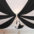 6 Panels Black Ceiling Drapes 5ftx10ft Wedding Chiffon Fabric Arch Draping Sheer Curtains Soft Drapery for Party Ceremony Stage Swag Decorations