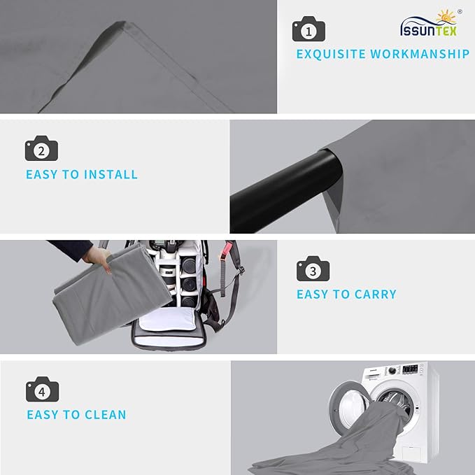ISSUNTEX 6X9 ft Background Muslin Backdrop, Photo Studio, Collapsible High Density Screen for Video Photography and Television-Gray