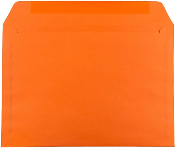 JAM PAPER 9 x 12 Booklet Colored Envelopes - Orange Recycled - 100/Pack