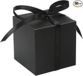 COTOPHER 60pcs Wedding Favor Boxes, Paper Gift Boxes 3x3x3 Inches Small Gift Boxes with Ribbons, Easy Assemble Boxes (Black)