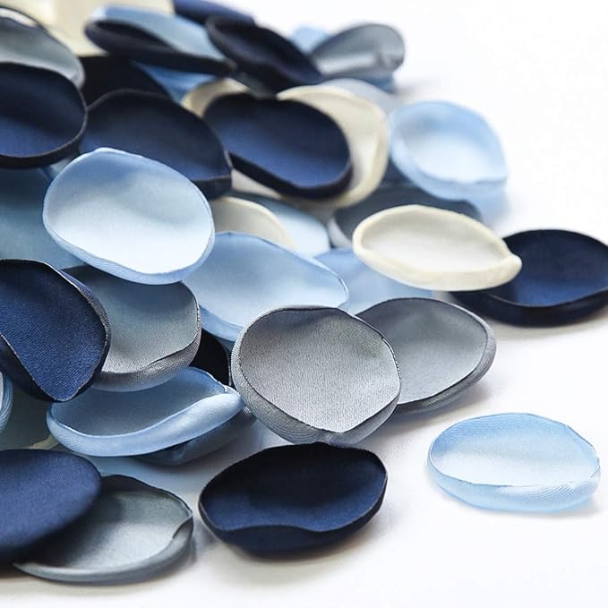 Floroom 500pcs Rose Petals Dusty Blue Navy Faux Silk Flower Petals for Wedding Flower Girl Basket Aisle Scatter Dinner Table Centerpieces Party Confetti Decoration Romantic Night Home Decor