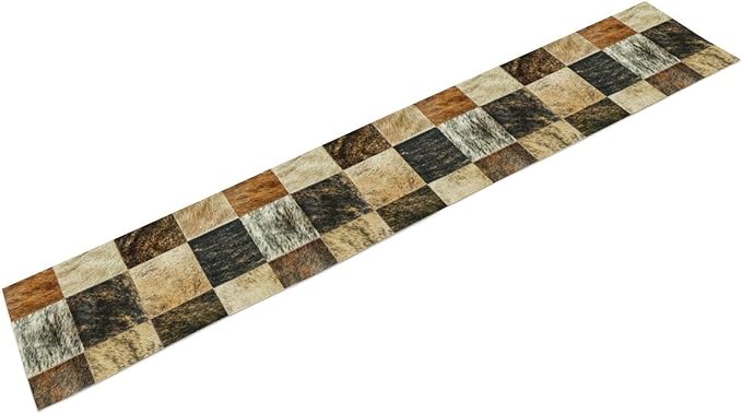 Rustic Cow Skin Patchwork Print Table Runner, Farmhouse Country Western Style Fur Table Cover for Dinning Home Party Holidays Home Setting, 13x36 Inch