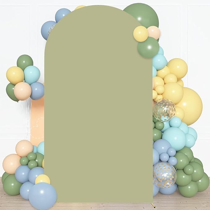 Sage Arch Cover Green Wedding Arch Stand Covers 6FT Arched Backdrop Cover Spandex Arch Covers Stretchy Backdrop for Arch Wall Panels Chiara Back Drop Cover Baby Shower Party Decorations