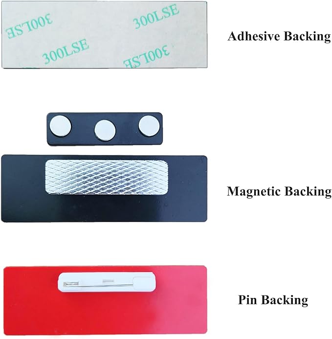 Custom Engraved Name Tag Badges for Business, Personalized Identification with Pin, Magnetic, Adhesive, or Blank Backing, 1"x3", Silver/Black Text
