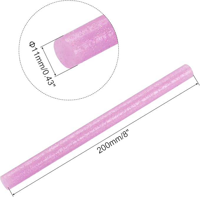 uxcell 20pcs Hot Glue Sticks for Glue Gun 11mm/0.43-inch x 8-inch Mini Hot Melt Adhesive Glue Stick Glitter Pink