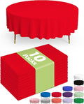 Pureegg Plastic Table Cloth Disposable 10 Pack, 84'' Round Table Cloths, Valentines Day, Thanksgiving, Christmas Decorations, Fall Tablecloths, Round, Plastic Cover, Leakproof & Sturdy, Red