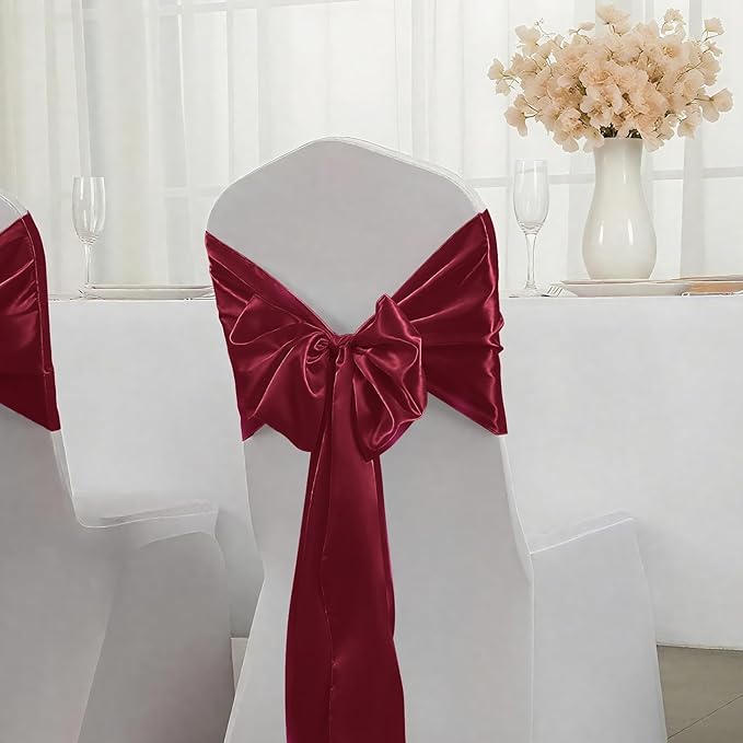 10 Pack Wine Red Satin Table Runner 12x108 Inches Long, Bright Silky Smooth Satin Table Runner Table Decor for Wedding Banquet Christmas Prom Event Birthday Party
