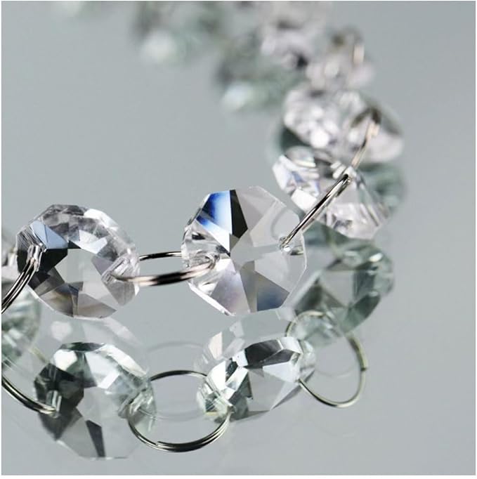 16FT Clear Crystal Glass Garland Strands,Hanging Chandelier Bead Chain,Hanging Ornament String Decorations for Centerpiece,Christmas Tree,Wedding, Party,Celebration