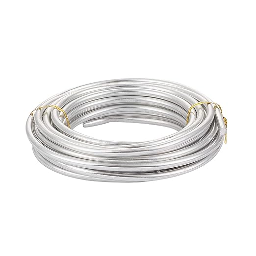 Fashewelry 22.96 Feet/Roll 6mm Thick Aluminum Wire Silver Bendable Metal Craft Wire for Beading Jewelry Craft Making