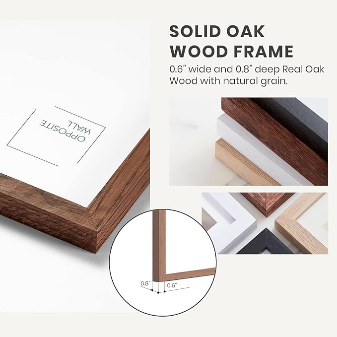 Opposite Wall - 22x28 in - Dark Solid Oak Wood Picture Frame - Lightweight, Versatile & Shatterproof - Wall Hanging Poster or Photo Frame - Wall Decor for Office, Gallery & Home