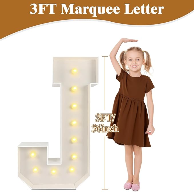 Marquee Light Up Letters: 3FT Large Decorative Signs for Party Decorations Baby Shower Birthday Wedding Engagement Anniversary, 3 Feet Tall Pre-Cut DIY Foamboard Letter D - Easy to Assemble