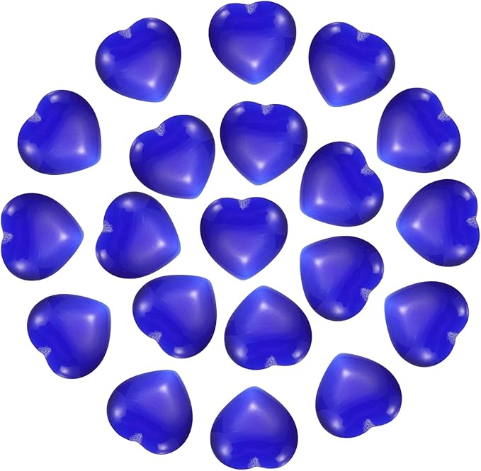 PATIKIL 20 Pcs Natural Heart Shaped Crystal Stone, 0.6 Inch Mini Polished Love Gemstone Crystal, Pocket Rock Engraved Worry Stones for Women Gifts Meditation, Dark Blue Cats Eye