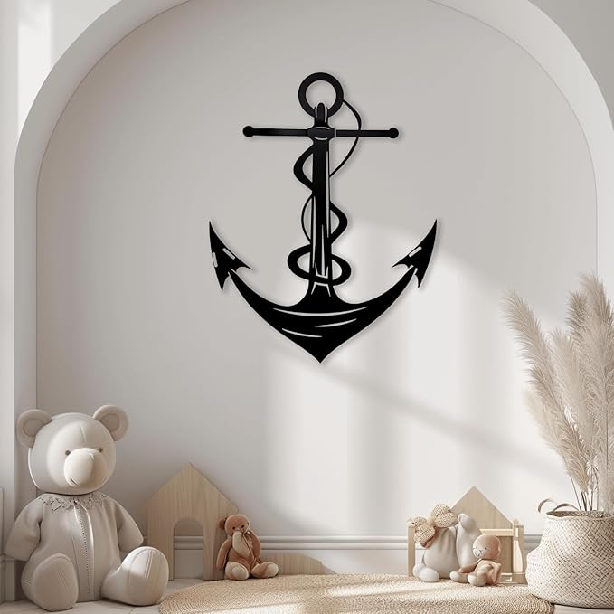 XXQ Anchor Metal Wall Decor, Anchor Metal Wall Art for Bedroom Living Room Dorm Antique Anchor Wall Decor Antique Metal Anchor Farmhouse Decor (Black, 24" x 35" / 60 x 90cm)