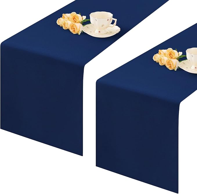 2 Pack Navy Blue Small Short Table Runner 12 x 48 Inch Solid Color Runners Coffee Table Dresser for Daily Party Home Decoration