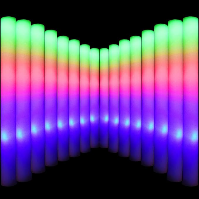 LifBetter Light Up Glow Sticks Bulk, LED Foam Sticks in The Dark with 3 Modes Flashing Led Foam Multicolor Batons Light up Party Favors for Birthdays, Weddings, Concerts, Festivals (20pcs)