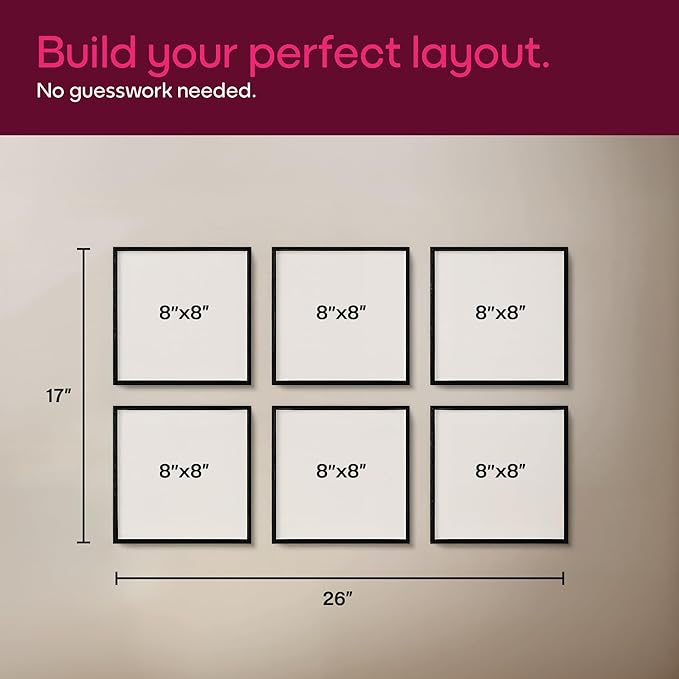 Mixtiles Official - Custom Photo Tiles - Personalized Printed Photos - Magnetic Wall Frames - Adhesive Sticker, No Nails - Various Sizes and Frames - 8x8-tiles-Tile - Clean Frame