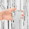 Foil Fringe Curtain Christmas Party Decorations - Silver Metallic Tinsel Photo Booth Backdrop Party Steamers Curtains for 25th Birthdays Decorations Anniversary New Years Eve Bachelorette Parties