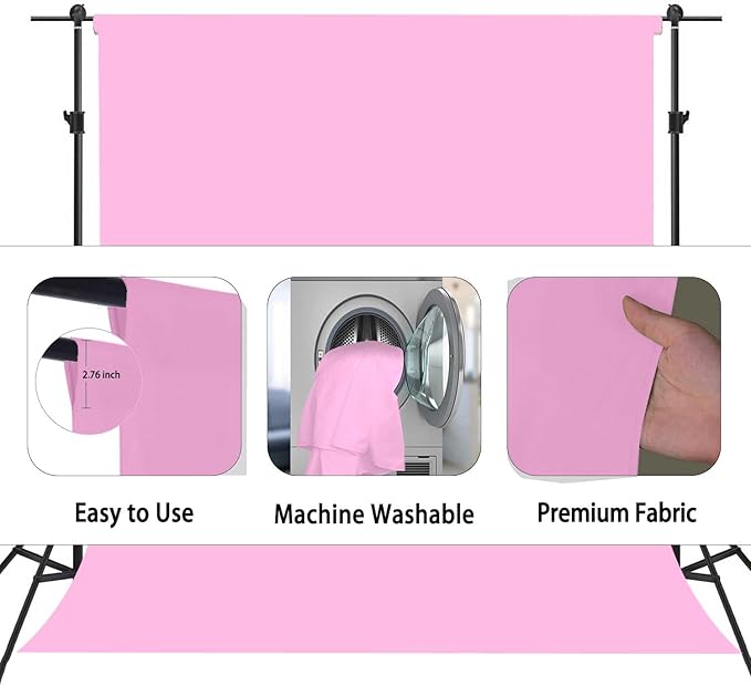 Pink Photography Backdrops for Photoshoot, Photo Booth Video Shooting Photo Backdrop, Photo Studio Portrait Background for Photography 8FTx10FT